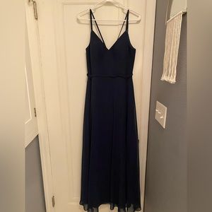 Navy blue long chiffon dress from Azazie. Perfect condition, only worn once.